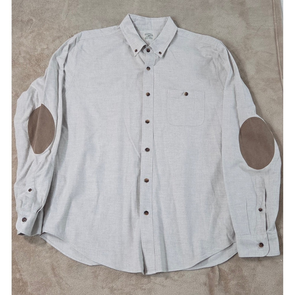J. Crew Heathered Chamoi Shirt Men's XL Light Gray Elbow-Patched Thick L/S EUC